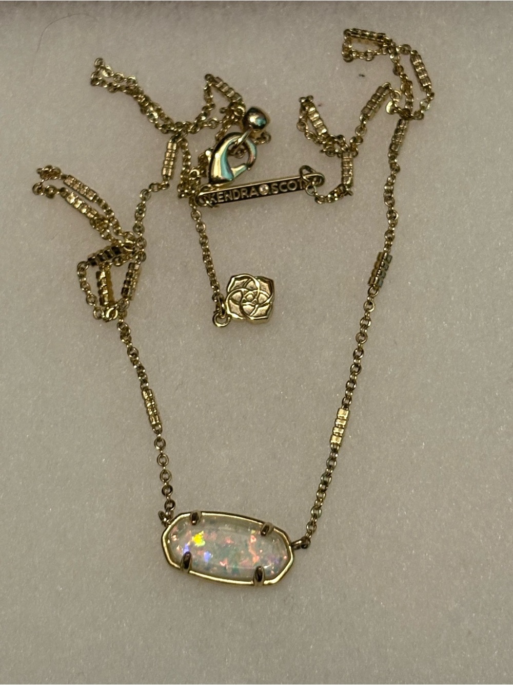 Kendra Scott Gold Sparkly Iridescent Pendant Necklace - Picture 2 of 2